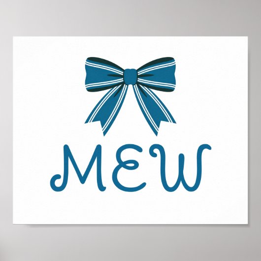 Poster Monogramme de nœud bleu et blanc Prépa (Devant)
