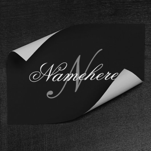 Poster Monogramme de nom noir et blanc personnalisé uniqu