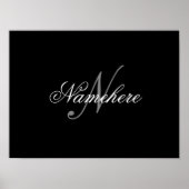 Poster Monogramme de nom noir et blanc personnalisé uniqu (Devant)