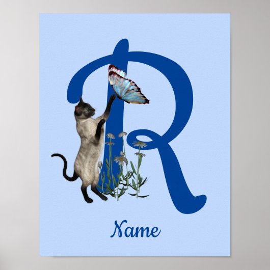 Poster Monogramme de papillon de chat de Siamèse Nom R in (Devant)