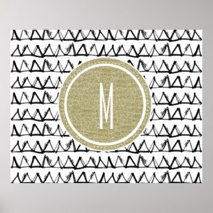 Poster Monogramme de Parties scintillant d'or des triangl