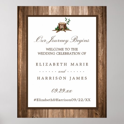 Poster Monogramme de pays Arbre et Mariage de bois Bienve (Devant)