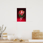 POSTER MONOGRAMME DE ROSE ROSE PÂLE BELLE (Cuisine)