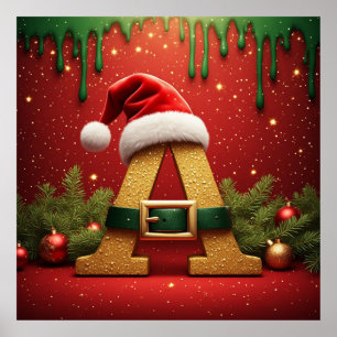 Poster Monogramme de Santa A pour les cadeaux de Noël