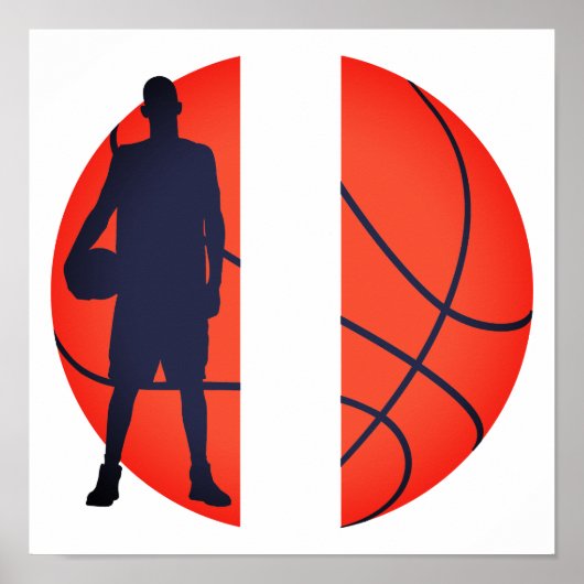 Poster Monogramme de scission de basket-ball de garçon pe (Devant)