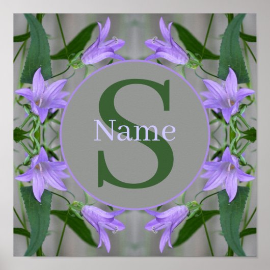 Poster Monogramme de votre initiale Nom Fleurs de Lys (Devant)