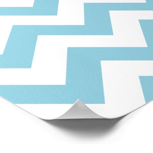 Poster Monogramme de zigzag bleu et blanc (Coin)