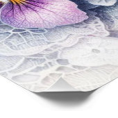 Poster Monogramme dentelle fleurie rose pourpre vitres fl (Coin)
