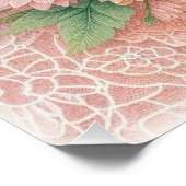 Poster Monogramme dentelle florale rose blanc pâle margue (Coin)