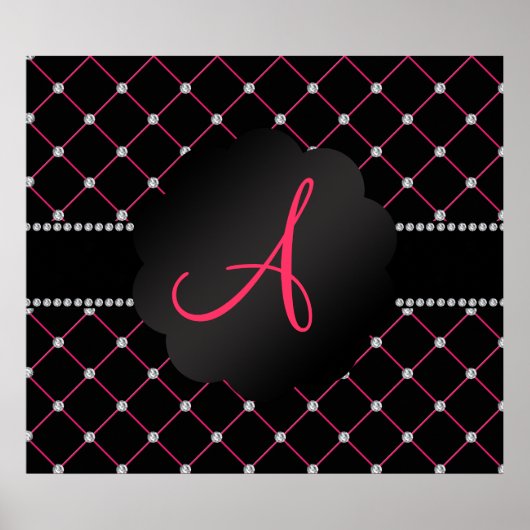 Poster Monogramme Diamants noirs roses (Devant)