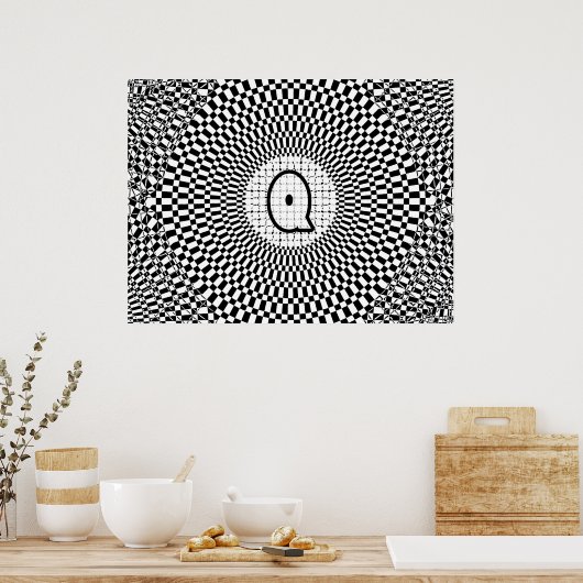 Poster Monogramme d'illusion optique Q (Cuisine)