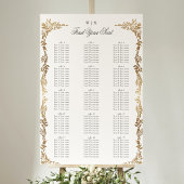 Poster Monogramme d'or classique Mariage de crête botaniq