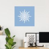 Poster Monogramme d'ornement bleu d'hiver G-Clef Snowflak (Bureau à domicile)