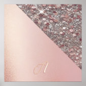 Poster Monogramme élégant en or rose (Devant)