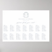 Poster Monogramme en crête bleu foncé Mariage (Devant)