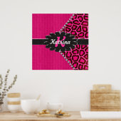 Poster Monogramme en cuir noir sur Cheetah rose (Cuisine)