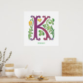 Poster Monogramme en design floral (Cuisine)