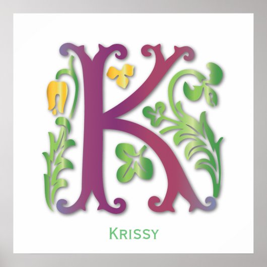 Poster Monogramme en design floral (Devant)
