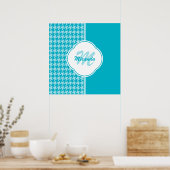 Poster Monogramme et nom du pied de muscade turquoise mod (Cuisine)