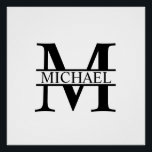 Poster Monogramme et nom personnalisés<br><div class="desc">Monogramme personnalisé et cadeaux de nom avec monogramme personnalisé et nom dans le style de police serif classique. Parfait comme décors de maison, cadeaux de ménage, cadeaux de vacances pour la famille, les jeunes mariés et plus.</div>
