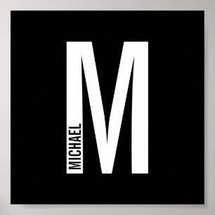 Poster Monogramme et nom personnalisés modernes