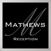 Poster Monogramme et nom Symbole de réception de mariage (Devant)