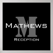 Poster Monogramme et nom Symbole de réception de mariage (Devant)