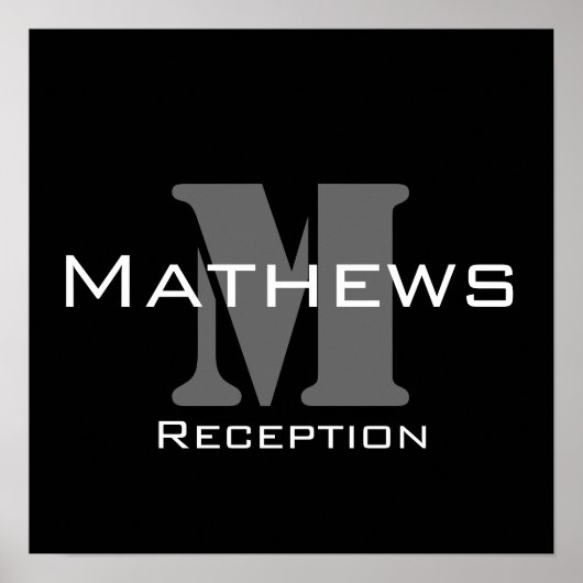 Poster Monogramme et nom Symbole de réception de mariage (Devant)