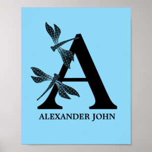 Poster Monogramme Fleuriste de Lettre A de Couleur Person