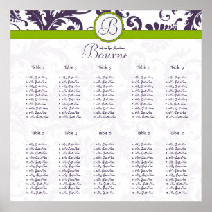 Poster Monogramme Floral Damask Siège Graphique 10 Tablea
