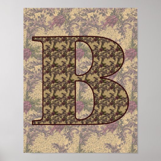 Poster Monogramme floral initial B élégant (Devant)