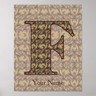 Poster Monogramme floral initial F personnalisé