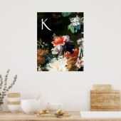 Poster Monogramme floral noir papillon FLEURS,RANEMONES (Cuisine)