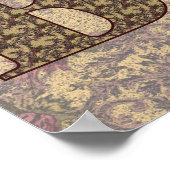 Poster Monogramme Floral Votre Nom Initial B Élégant (Coin)