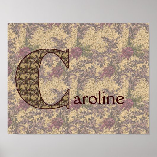 Poster Monogramme Floral Votre Nom Initial C Élégant (Devant)