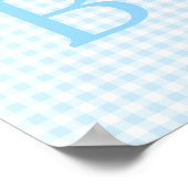 Poster Monogramme Gingham Bleu Pastel et Blanc (Coin)