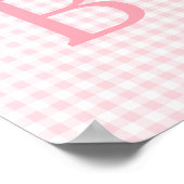 Poster Monogramme Gingham Rose Pâle et Blanc (Coin)
