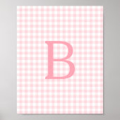 Poster Monogramme Gingham Rose Pâle et Blanc (Devant)