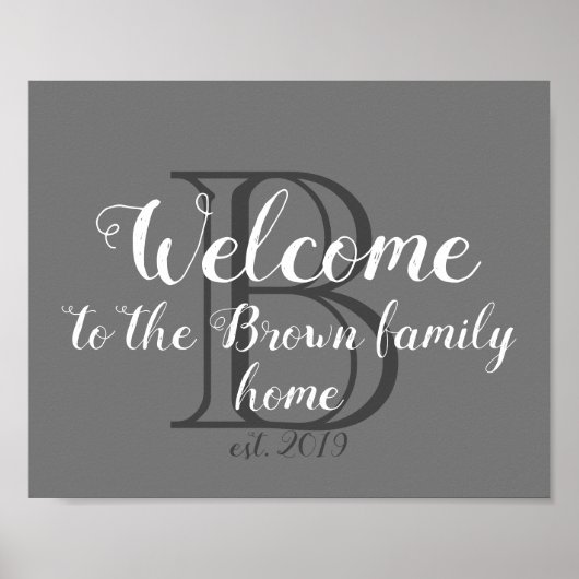 Poster monogramme gris et blanc (Devant)