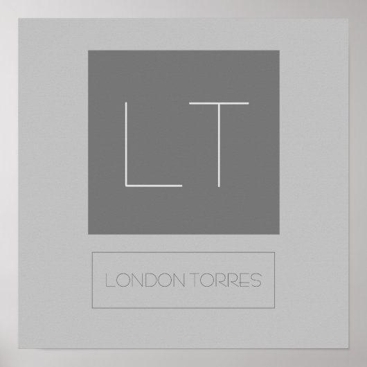 Poster Monogramme gris simple Attrayant (Devant)