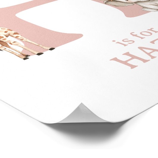 Poster Monogramme H Cute Safari Animaux Nursery Wall (Coin)