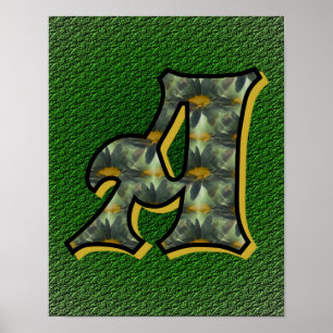 Poster Monogramme Initial A Fleurs de Marguerites Art