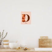 Poster Monogramme initial D personnalisé Rose orange (Cuisine)
