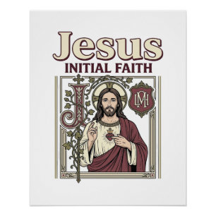 Poster Monogramme initial de Jésus Foi Monogramme initial