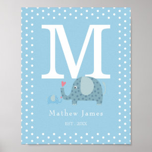 Poster Monogramme Initial de la Nurserie Bébé