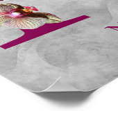 Poster Monogramme Initial Élégant Orchidée H Personnalisé (Coin)