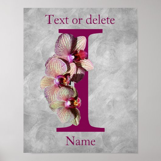 Poster Monogramme Initial Élégant Orchidée I Personnalisé (Devant)