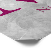 Poster Monogramme Initial Élégant Orchidée M Personnalisé (Coin)