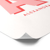 Poster Monogramme Initial Personnalisé Moderne Rétro Rose (Coin)