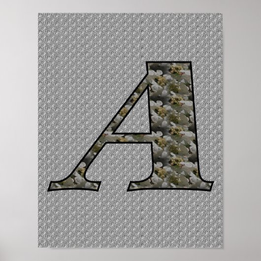 Poster Monogramme Initiale A Fleurs d'Hydrangea (Devant)